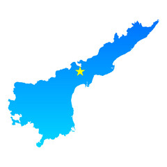 Map of Andhra Pradesh with its capital Amaravati in India with a professional blue style