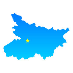 Map of Bihar with its capital Patna in India with a professional blue style