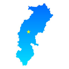 Map of Chhattisgarh with its capital Raipur in India with a professional blue style