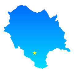 Map of Himachal Pradesh with its capital Simla in India with a professional blue style