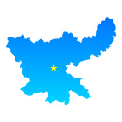 Map of Jharkhand with its capital Ranchi in India with a professional blue style