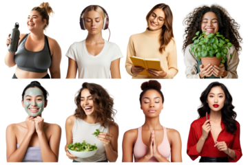 Women's wellness png element set, transparent background