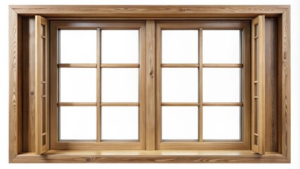 Fototapeta premium Wooden window isolated on white background with detailed design