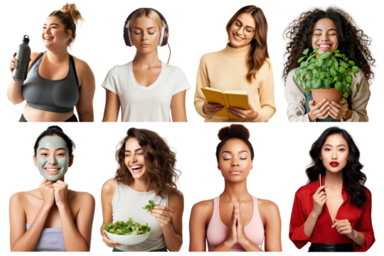 Women's wellness png element set, transparent background