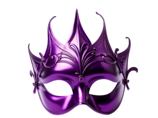 Purple carnival mask set, isolated with transparent background, clipping path. Party mask.
