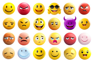 PNG 3D emoji set, transparent background