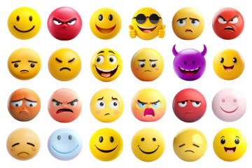 PNG 3D emoji set, transparent background