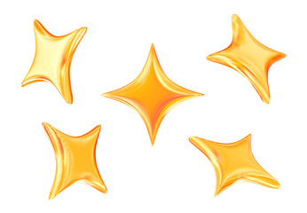 3d neon orange sparkle star set. Stock vector illustration on isolated background. © Игорь Жуков