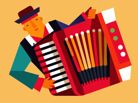 accordion player red geometric style clip art preview