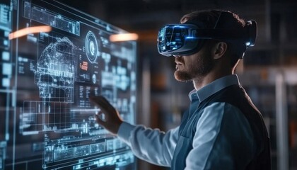 Smart Industry 4.0: Engineer Controlling Robotic Arms in Futuristic Factory Using AI and Mixed Reality. Advanced Manufacturing Technology Showcasing Cultural Inclusivity and Innovation. Ideal for Mark