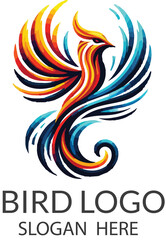 Obraz premium Visually striking abstract bird colored silhouette logo