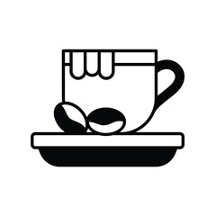cappuccino glyph icon with white background vector stock illustration