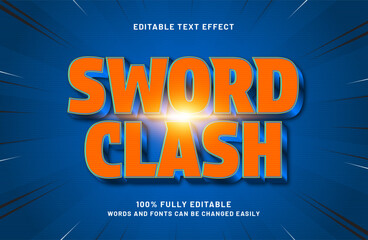 sword clash editable text effect in battle and knight text style