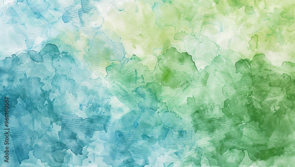 Wall mural Abstract watercolor texture with green and blue hues