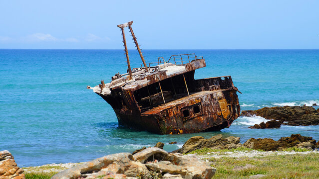 National monument Arniston shipwreck, a English Esat Indiaman, sunken in 1815 at the coast of Cape Agulha Western Cape South Africa