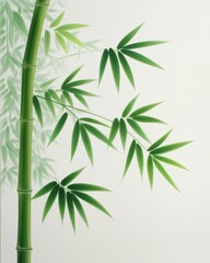 Fototapeta premium A serene view of bamboo leaves and stalks, symbolizing tranquility, nature, and harmony in a minimalist design.