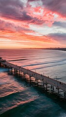 Fototapeta premium Pier with sky on sunset