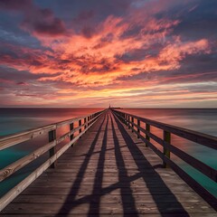 Fototapeta premium Pier with sky on sunset