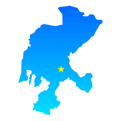 Map of Zacatecas with its capital Zacatecas in Mexico with a professional blue style