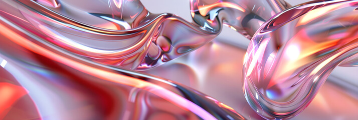 Obraz premium Abstract Wave of Pink Glass. Modern Design Technologies
