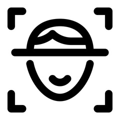 face recognition, identification, face scanning, artificial intelligence, ai outline icon