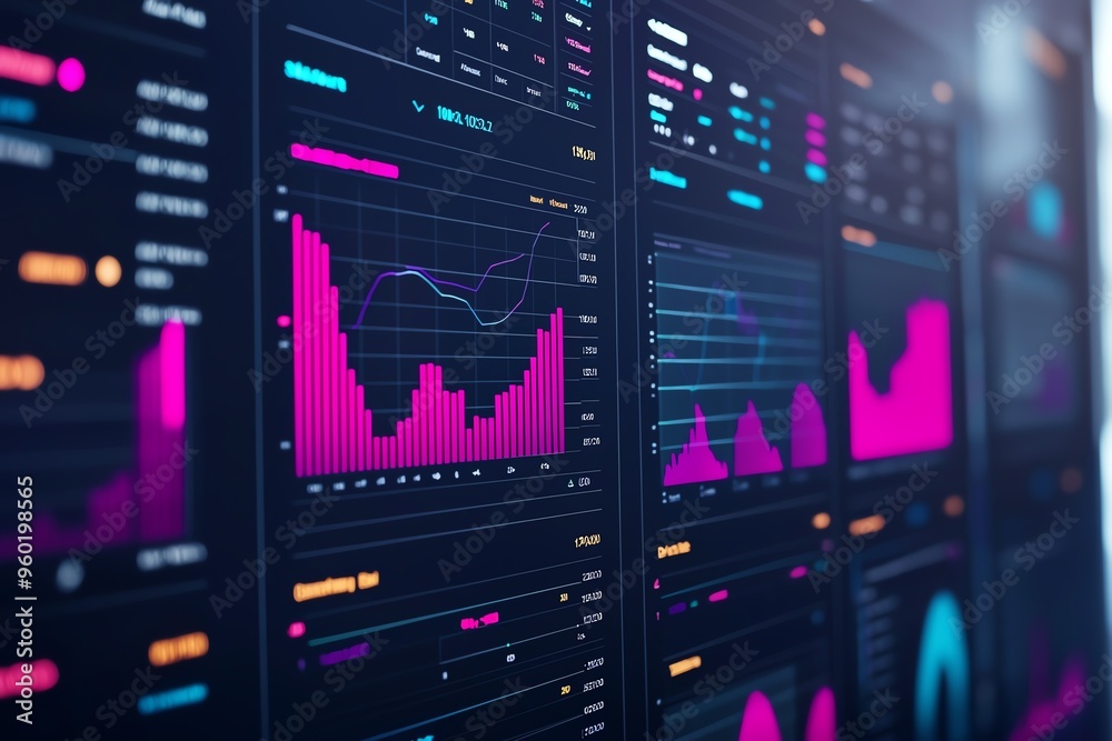 Wall mural animated dashboard with real-time website traffic analytics, live data visualization, web performanc