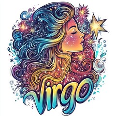 Obraz premium A colorful illustration of a woman representing the Virgo zodiac sign.