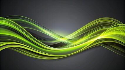 Fototapeta premium Abstract black and lime green background with flowing waves on dark grey, abstract,background, black, lime green, waves