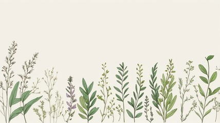 Obraz premium hand drawn herbs aesthetic background