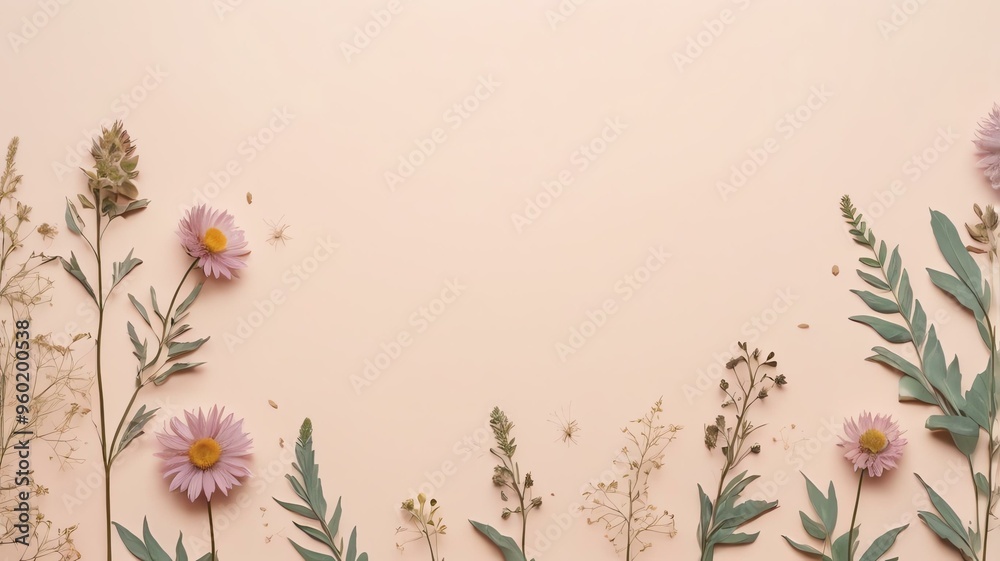 Wall mural celestial botanicals aesthetic background