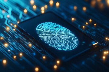A digital fingerprint, representing advanced fingerprint recognition technology
