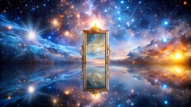 Floating Mirror of Light Reflecting Soul Journeys in the Akashic Records. Perfect for: Spiritual Retreats, Meditation Events, Stargazing Nights