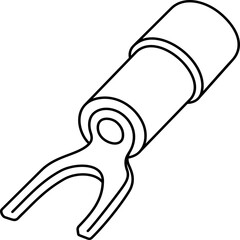Electrical spade (fork) terminal. Vector outline icon.