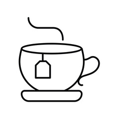 tea line icon with white background vector stock illustration