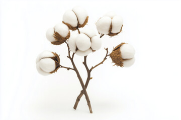 Cotton stick isolated on white background, Cotton bush on white.