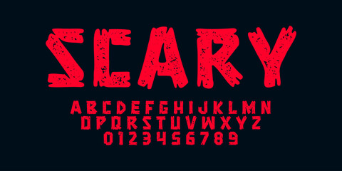 scary grunge alphabet design for horror concept design