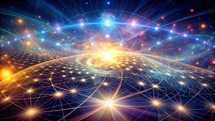 Fototapeta premium Cosmic Information Networks of Light and Energy. Perfect for: Tech Festivals, Cosmic Knowledge Events