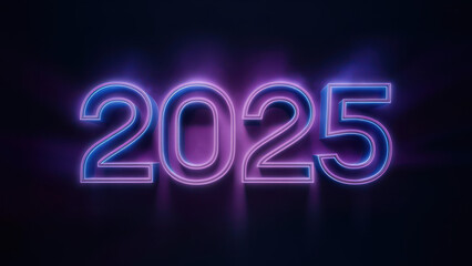 Happy New Year 2025 with Futuristic Neon Lit Design of Background