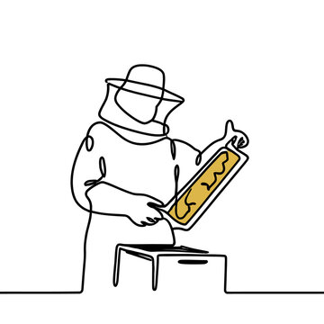 recommend clip art: line drawing bee, bee keeper