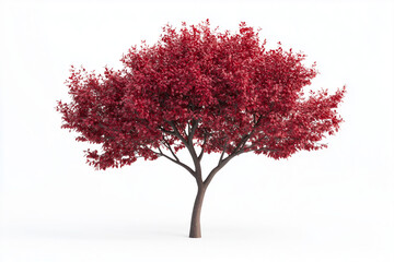 Obraz premium Autumn tree with red leaf isolated on white background, Maple tree with colorful leaf.