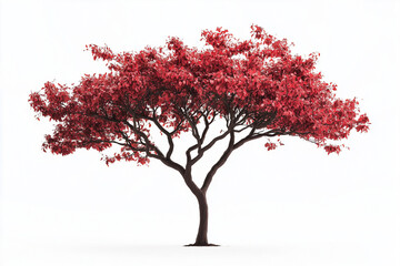 Obraz premium Autumn tree with red leaf isolated on white background, Maple tree with colorful leaf.