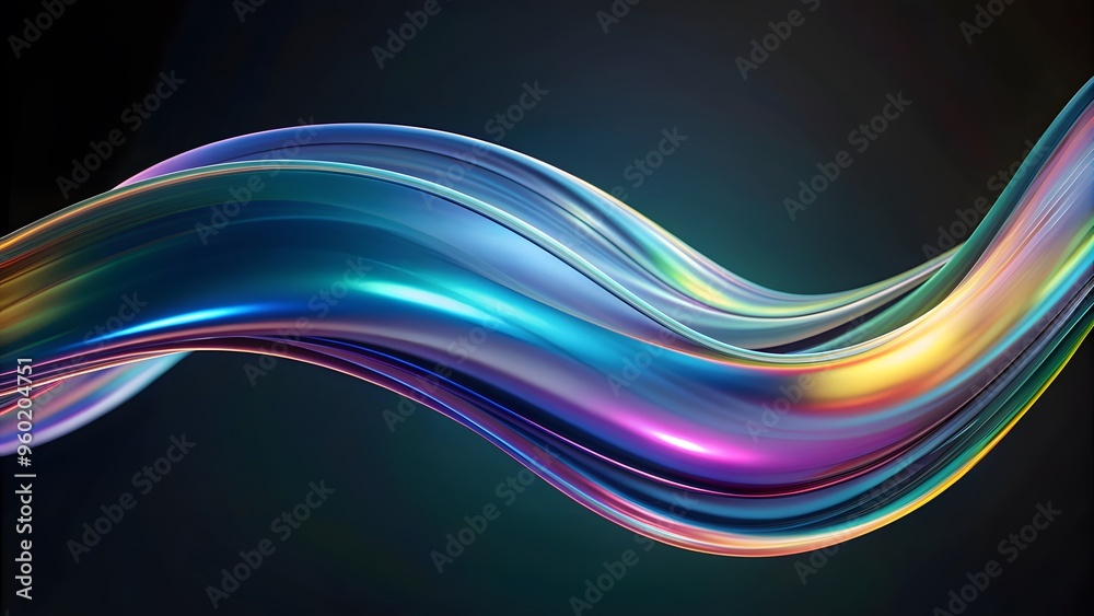 Wall mural abstract fluid iridescent holographic curved wave in motion colorful gradient design on a abstract m