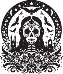 Day of the Dead Silhouette Vector Illustration
