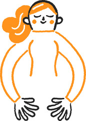 円を描く腕で何かを抱く女性　ストックイラスト素材

