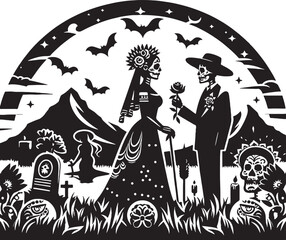 Day of the Dead Silhouette Vector Illustration