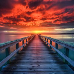 Obraz premium Pier with sky on sunset