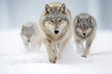 Fototapeta premium Wolf Animal Family Wandering Calmly Peaceful In the Nature Outdoor