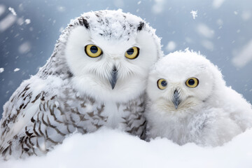 Naklejka premium Owl Animal Family Wandering Calmly Peaceful In the Nature Outdoor
