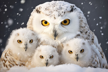 Obraz premium Owl Animal Family Wandering Calmly Peaceful In the Nature Outdoor