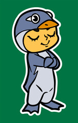 Doodle Sticker Illustration of a Kid Wearing Animal Costume